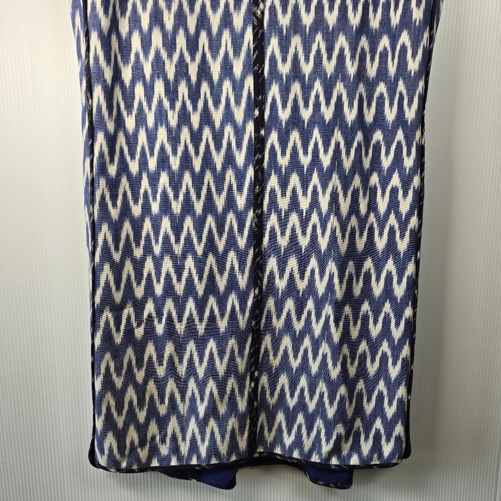 J. Crew Women's Sleeveless Shift Dress  Blue And White Ikat V-Neckline Size 10 - Picture 6 of 15